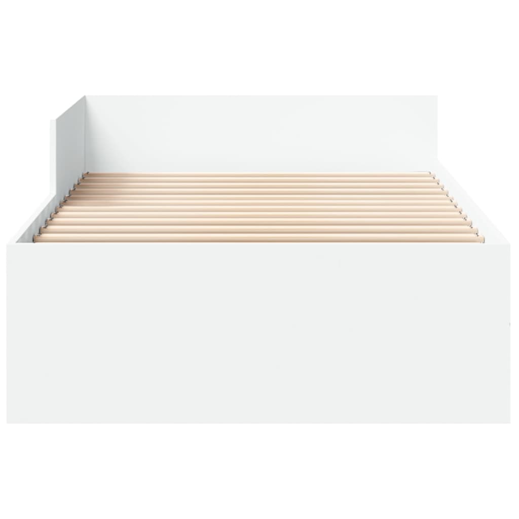Bed Frame without Mattress White 75x190 cm Small Single Engineered Wood